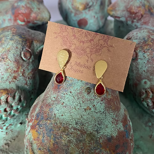 Aros gota Cristal rojo